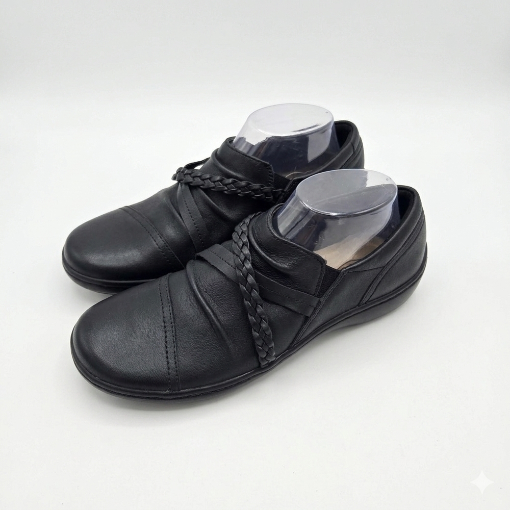 Clarks Women's Cora Braid Black Slide In shoes Size 10M Comfort Casual Classic